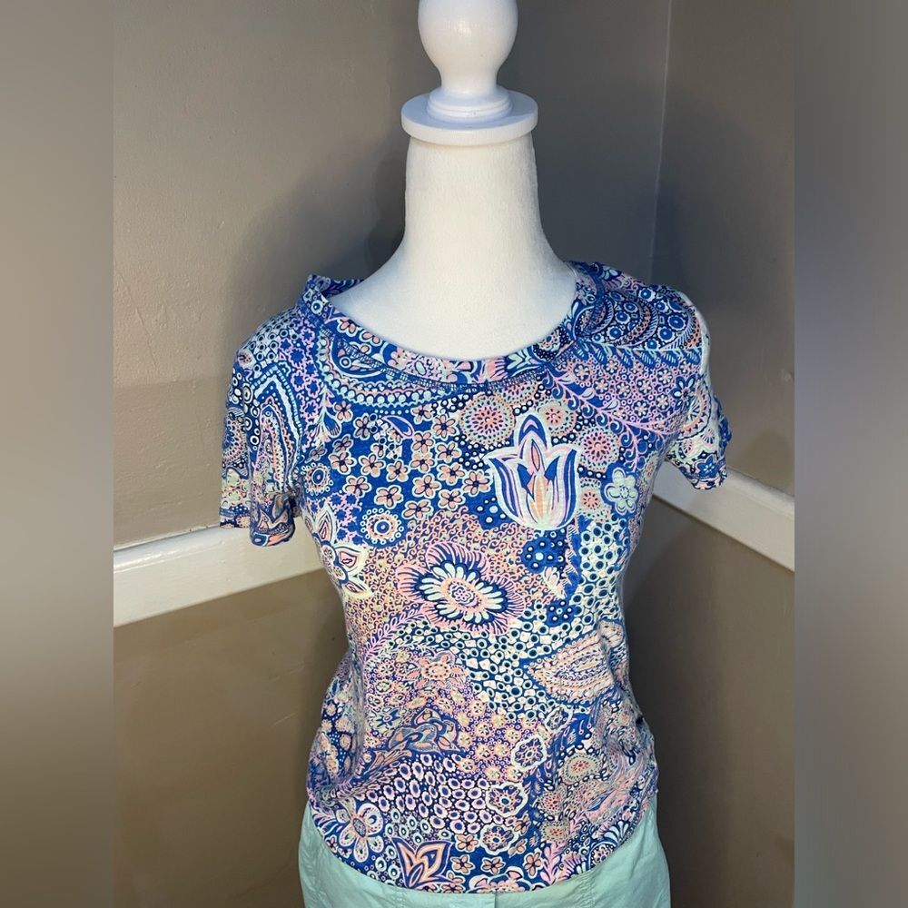 T bu Talbots spring colors paisley print SP short sleeve